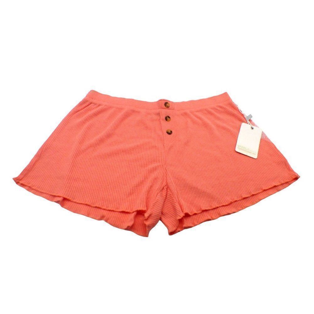 PJ Salvage Women's Loungewear Ribbed Textured Basics Shorts (RXTLS) , Coral, XS